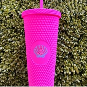 Barbie : Movie Diamond Studded Pink Tumbler Cup and Straw 💕
